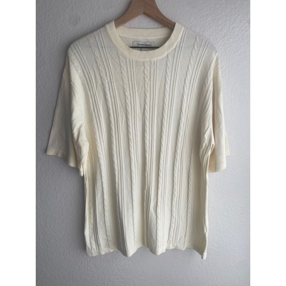 Pronto Uomo Cable-Knit Short-Sleeve Sweater